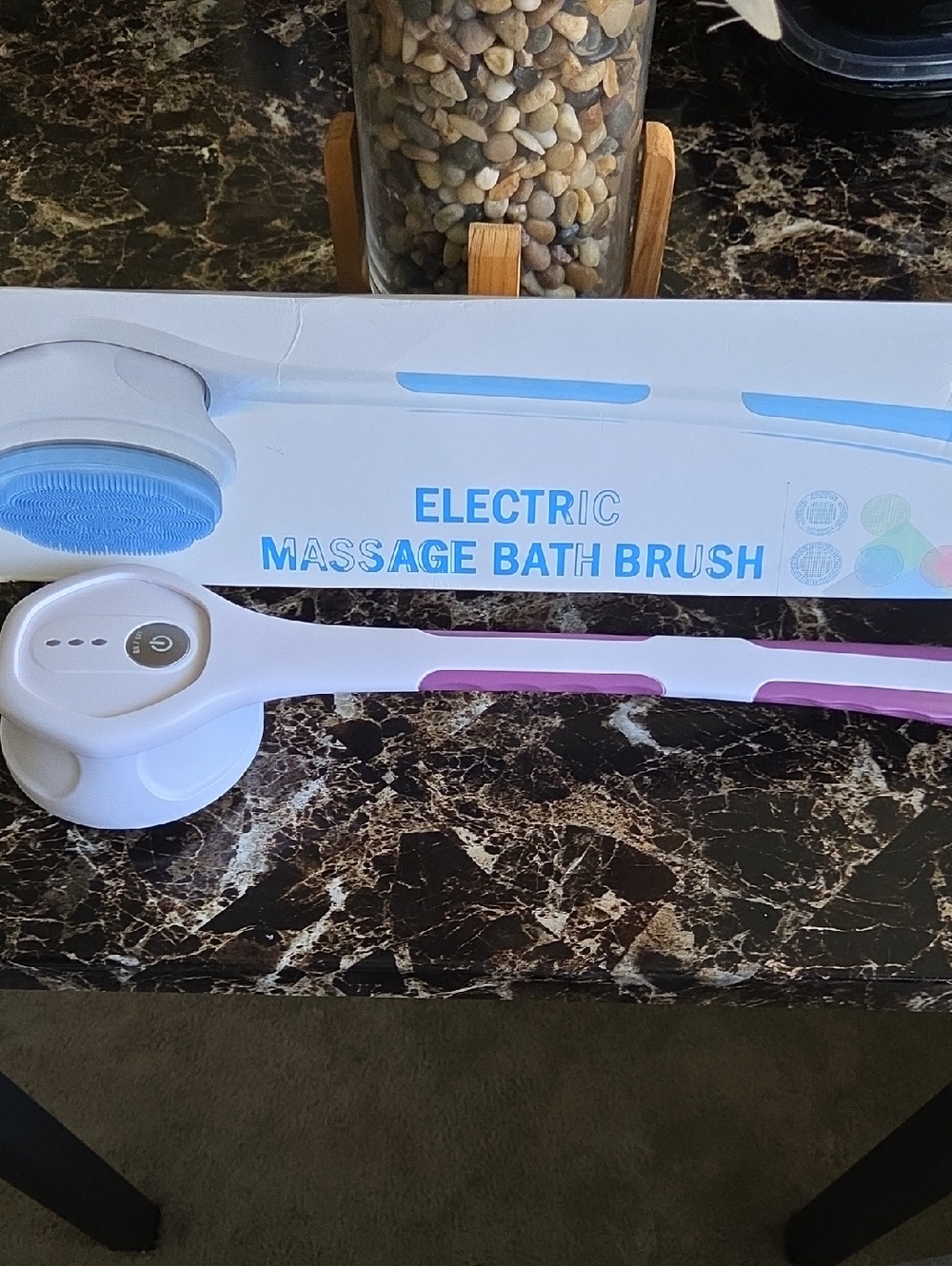 Electric Massage Bath Brush with Purple Grip Accents
